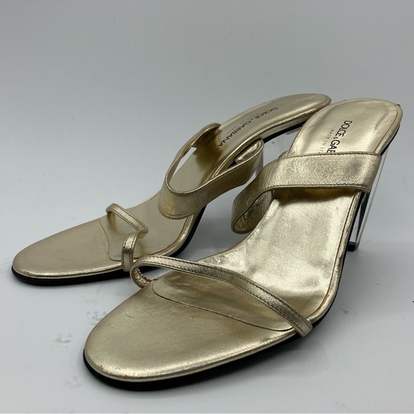 Dolce & Gabbana Gold Heels Women Size 37 1/2 US ( 6.5 -7 ) - Picture 6 of 13